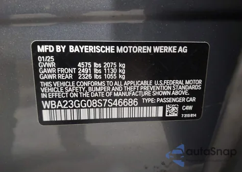 2025 BMW 228 Gran Coupe xDrive from USA, damaged, VIN WBA23GG08S7S46686